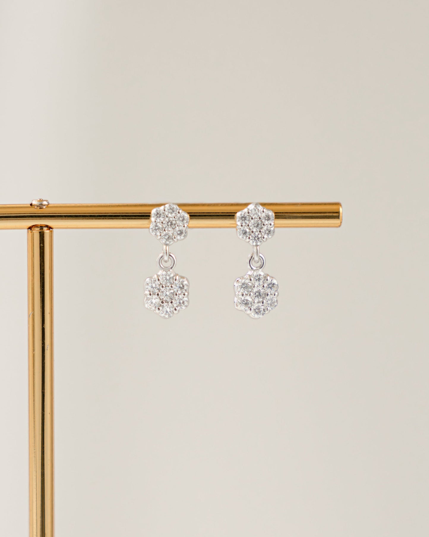 Diamond Flower Charm Studs