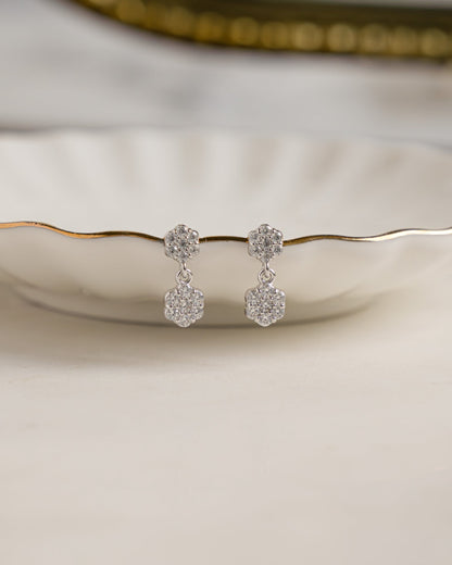 Diamond Flower Charm Studs