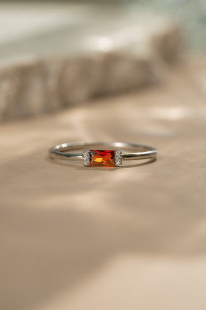 Garnet Simple Baguette Ring