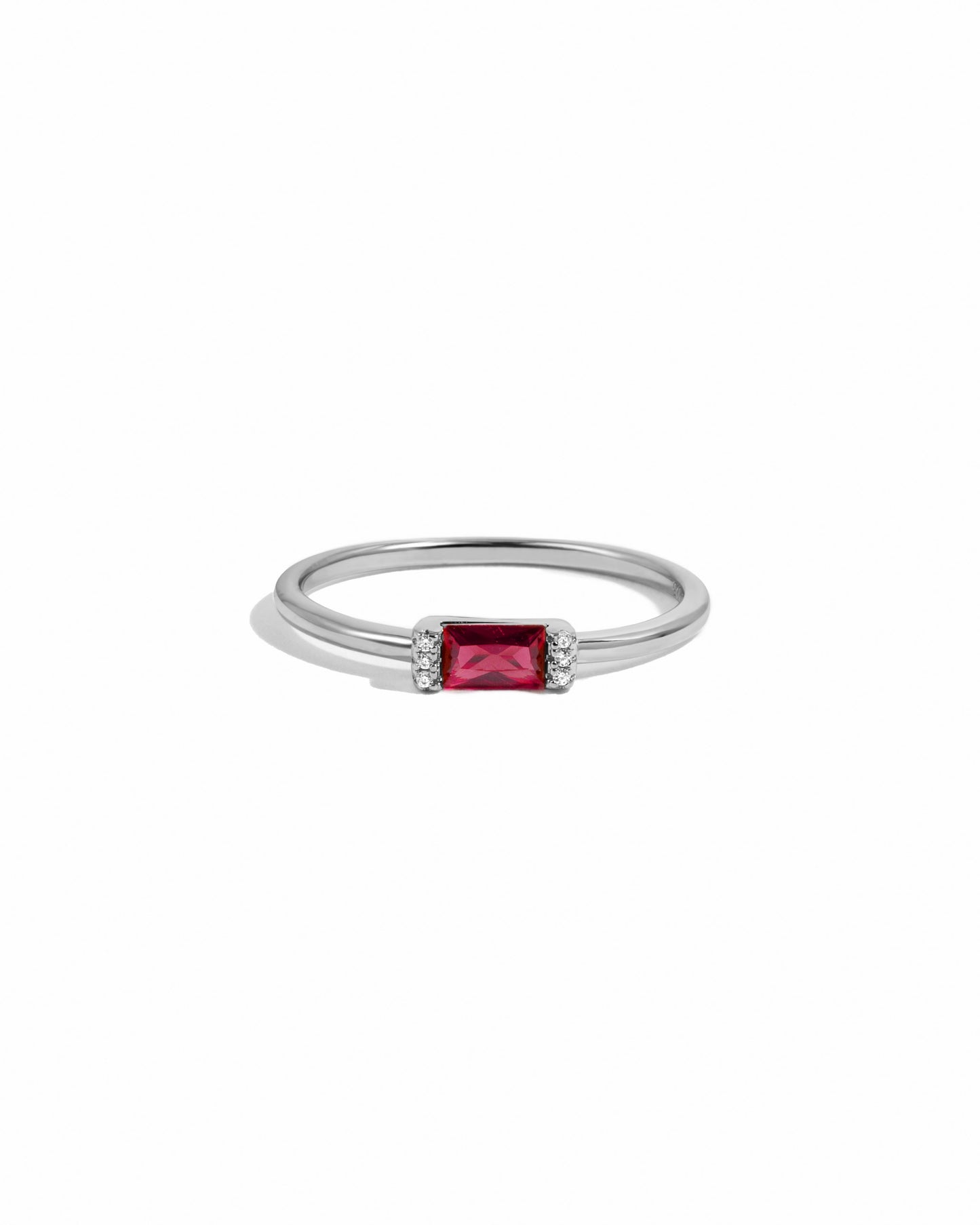 Garnet Simple Baguette Ring