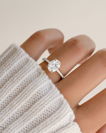 Oval Pave Band Engagement Ring