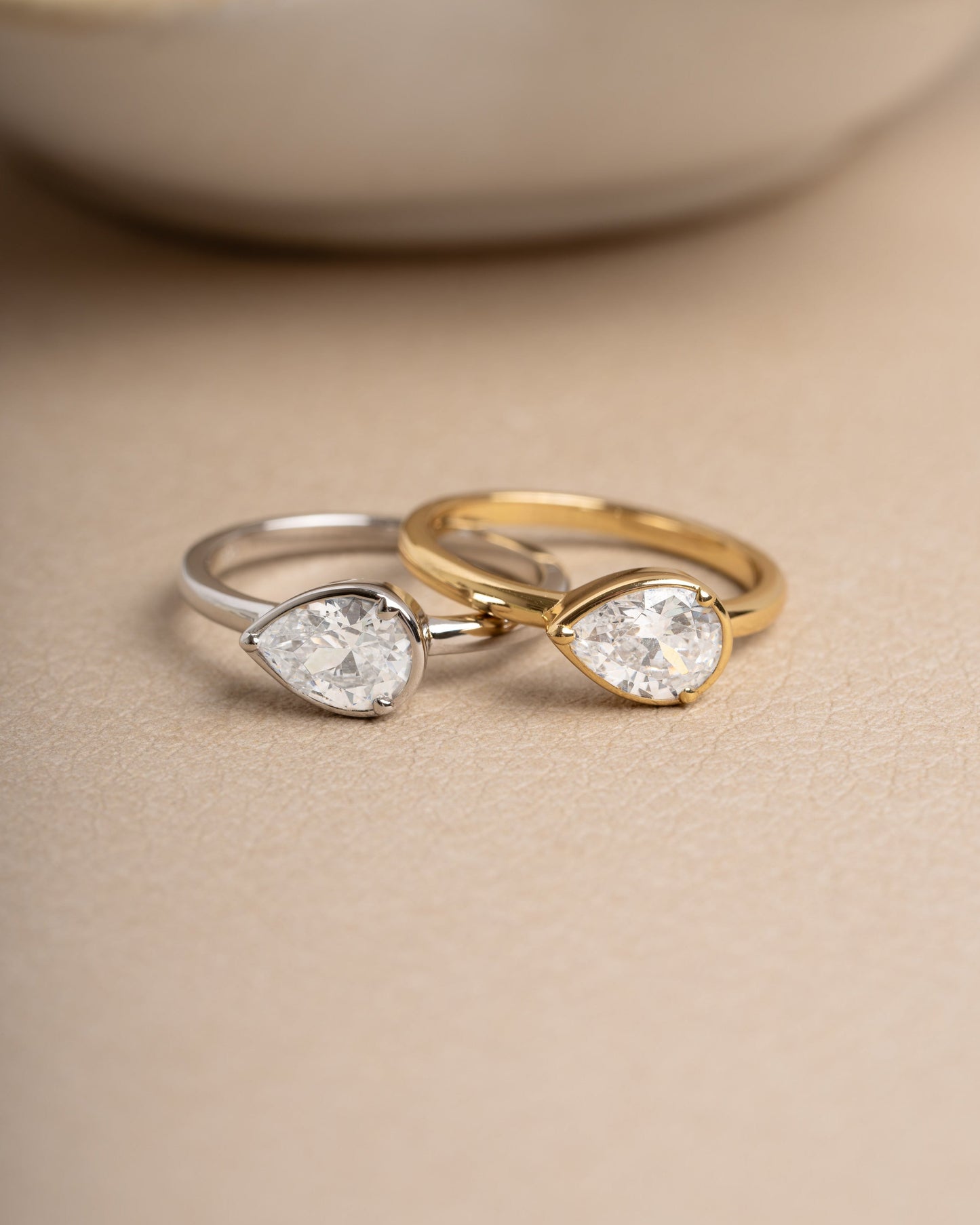 Sideways Bezel Pear Ring
