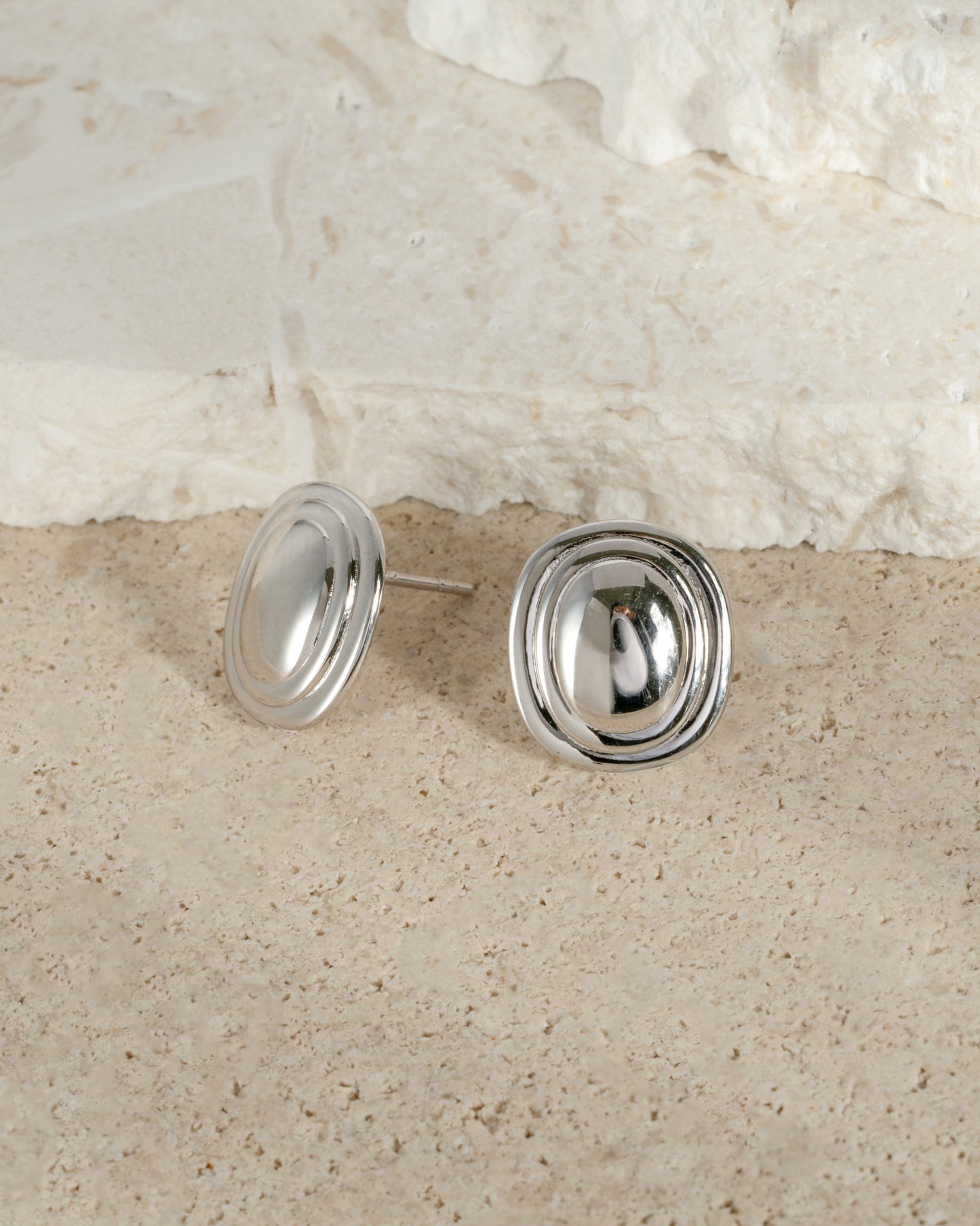 Oval Statement Stud Earrings