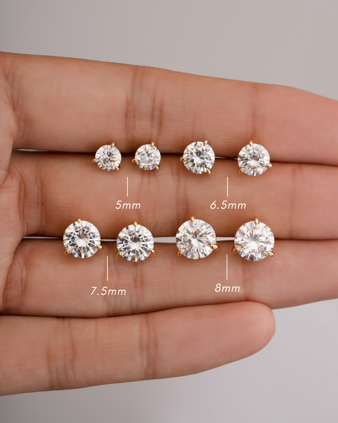 7.5mm Round Solitaire Stud Earrings