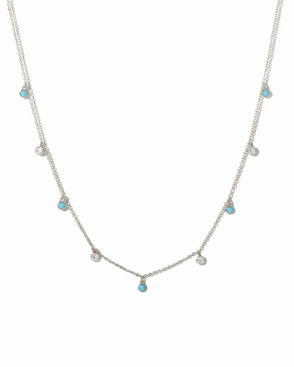 Turquoise & CZ Dangling Charm Necklace