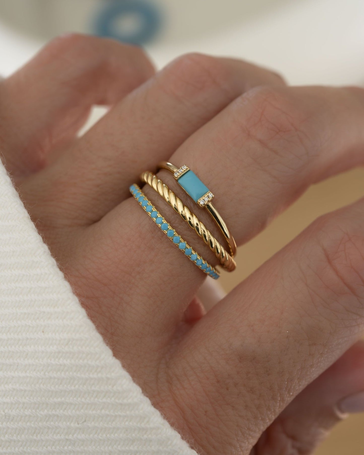Turquoise Simple Baguette Ring