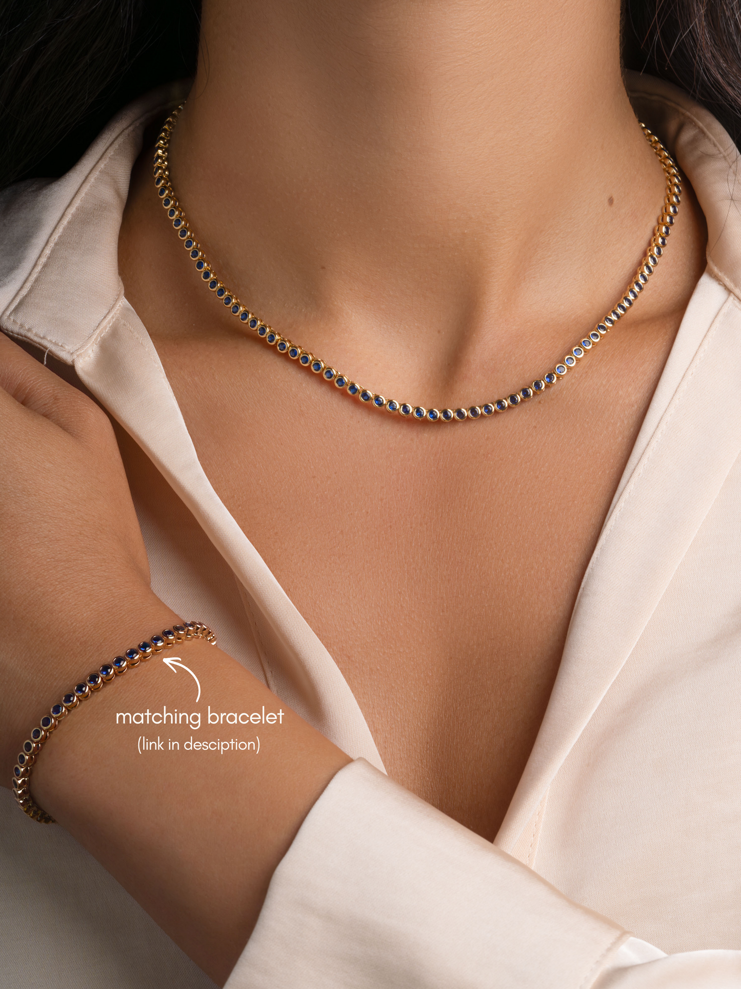 Sapphire Bezel Tennis Necklace