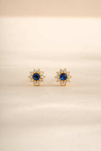 Sapphire Dainty Flower Studs