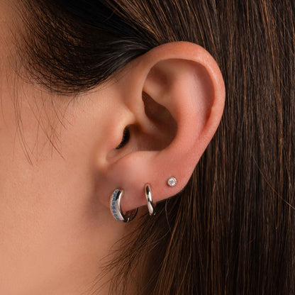 Stripe Aquamarine Huggie Earrings