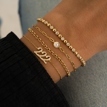 Bezel Charm Paperclip Bracelet