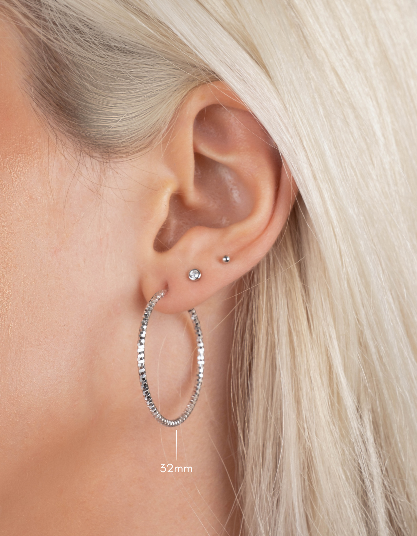 32mm Diamond Cut Hoops