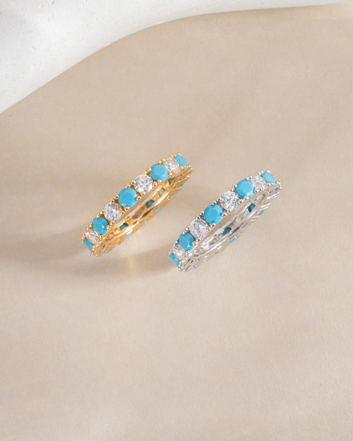 3mm Studded Turquoise Eternity Ring