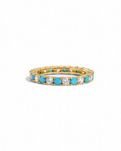 3mm Studded Turquoise Eternity Ring