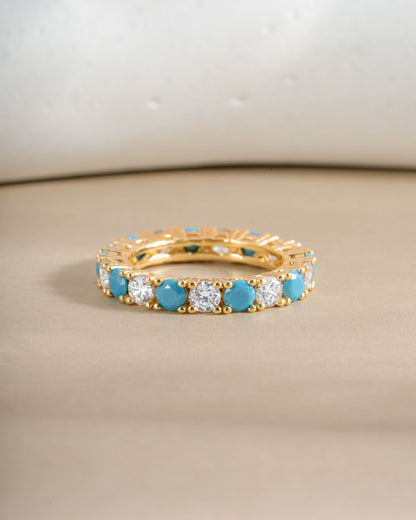 3mm Studded Turquoise Eternity Ring
