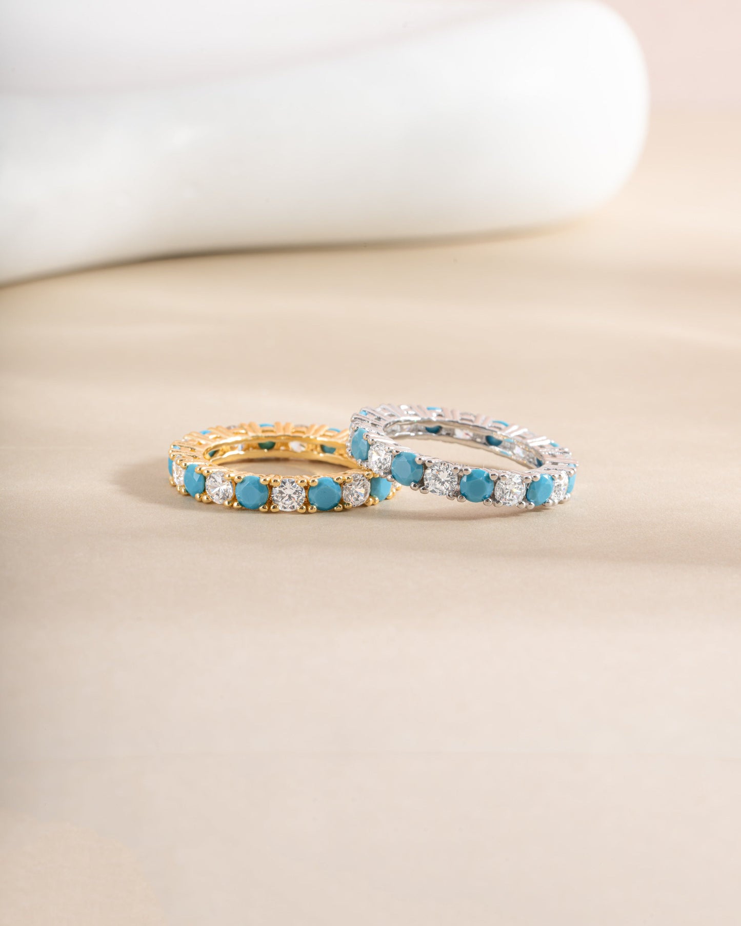 3mm Studded Turquoise Eternity Ring