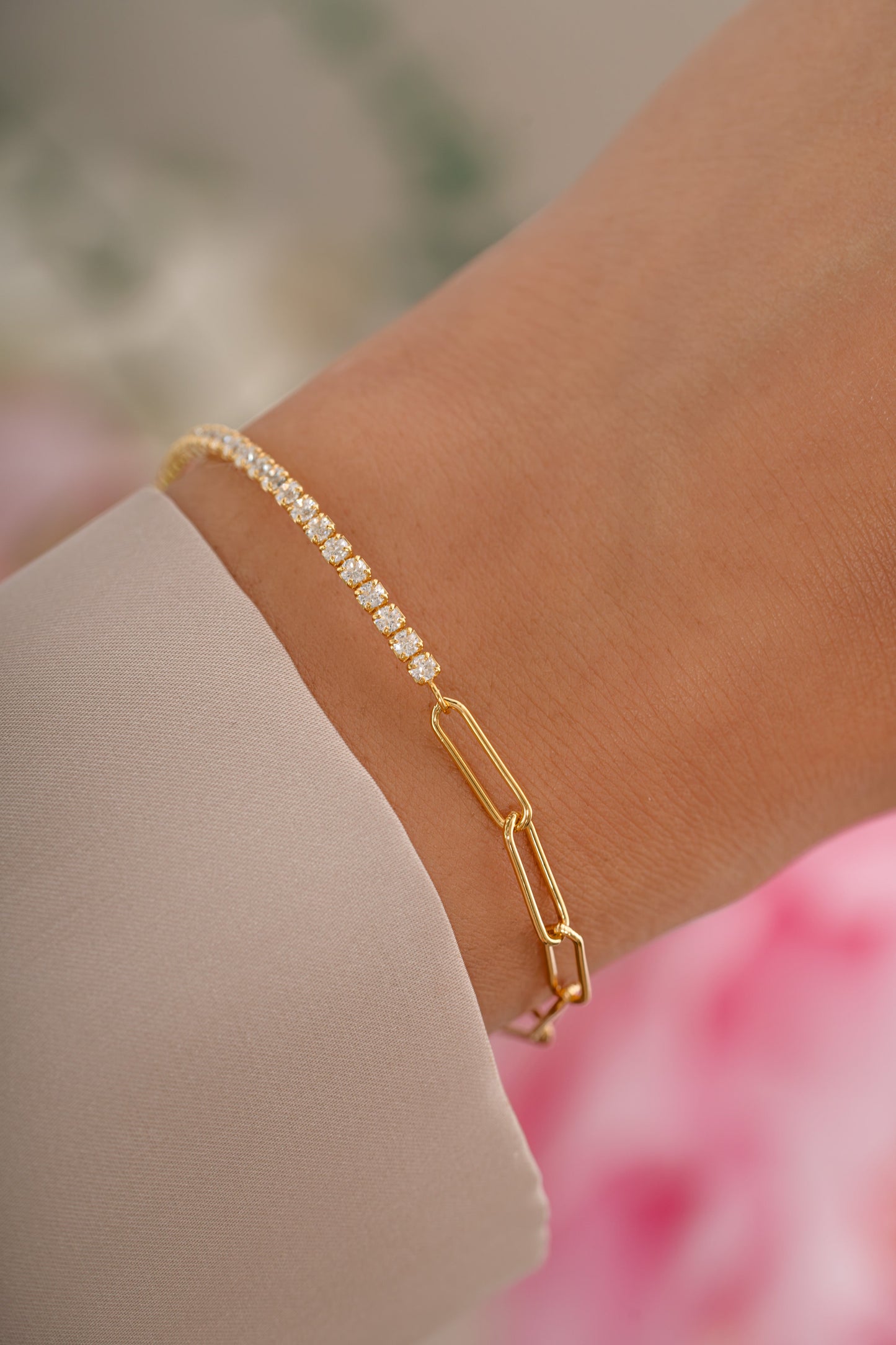 Tennis and Paperclip Bracelet