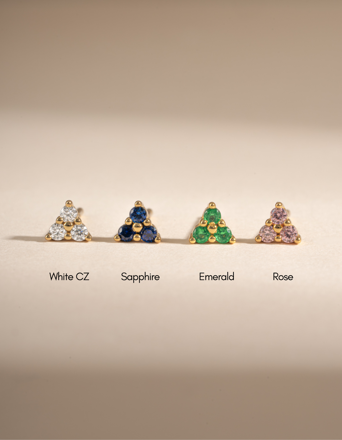 Tiny CZ 3 Stone Studs
