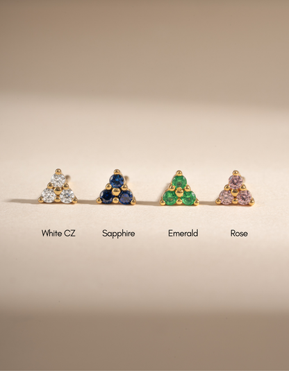 Tiny Rose 3 Stone Studs
