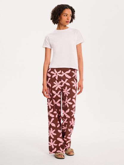 Tommy Trouser in Pink and Chocolate Floral Print
