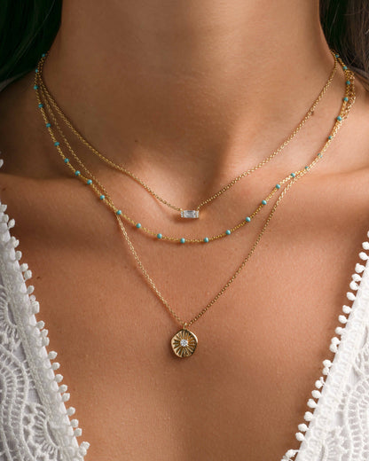 Turquoise Enamel Beaded Necklace