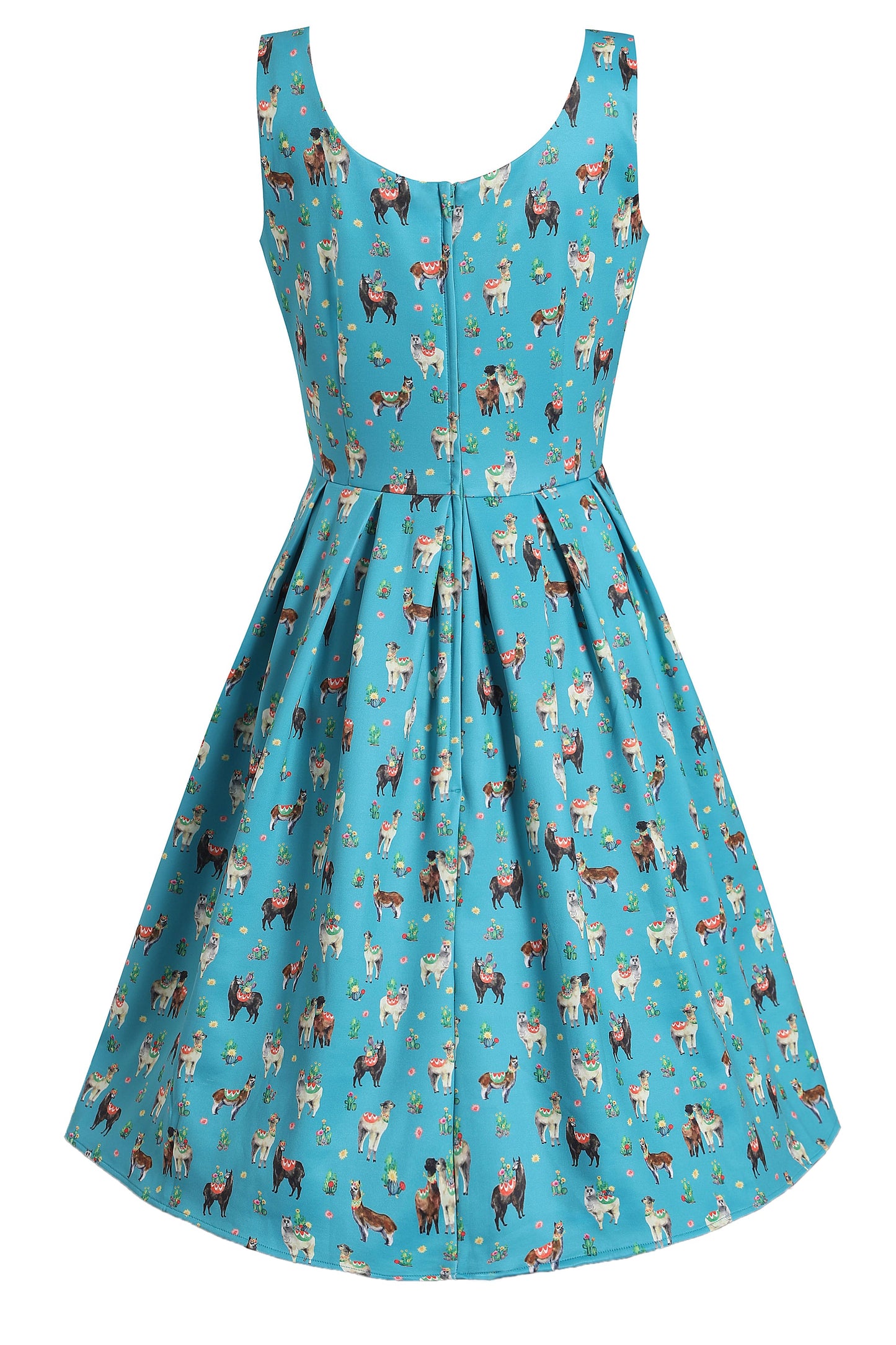Amanda Turquoise Llama Swing Dress