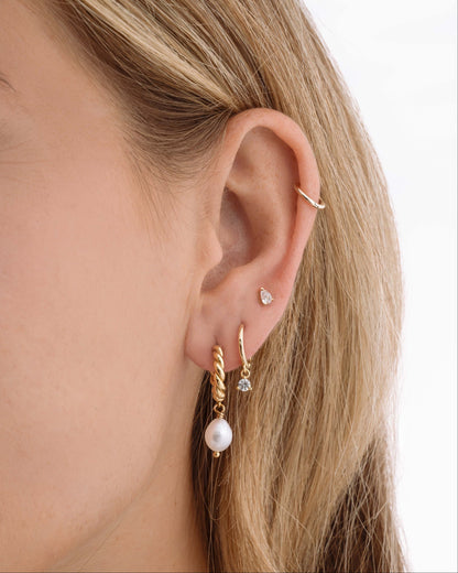 Spiral Pearl Drop Earrings