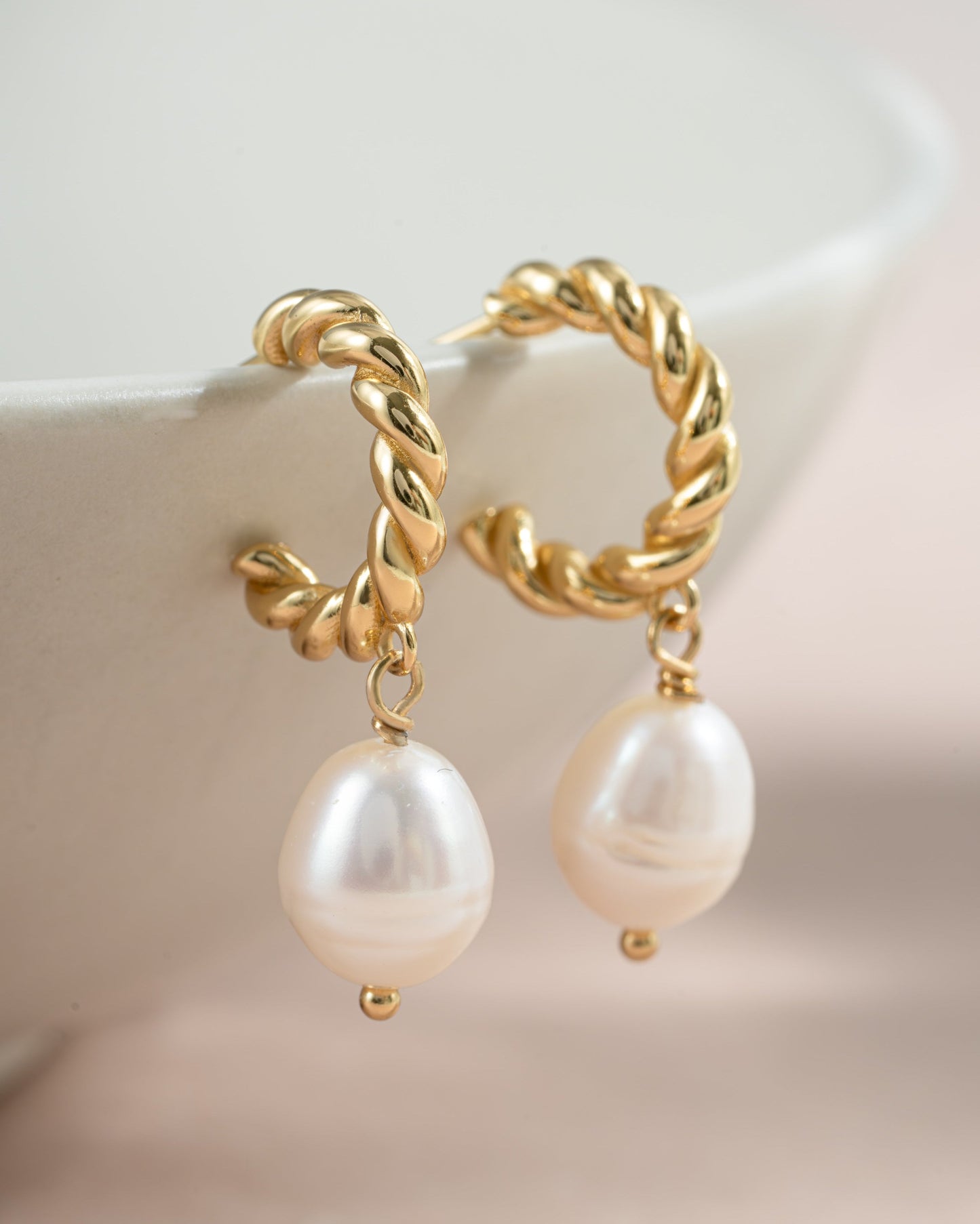 Spiral Pearl Drop Earrings