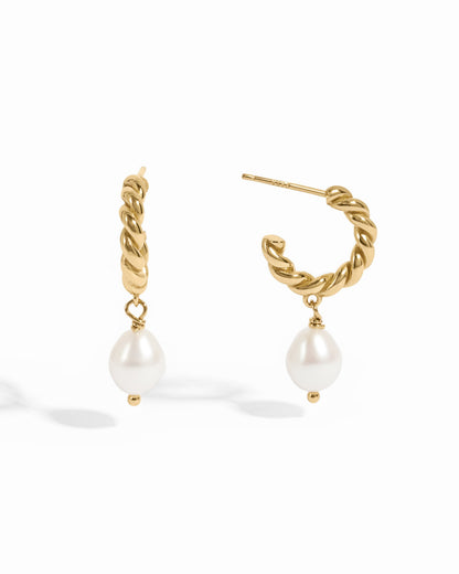 Spiral Pearl Drop Earrings