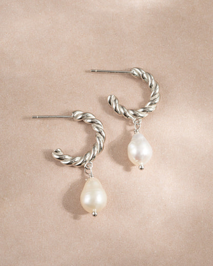 Spiral Pearl Drop Earrings