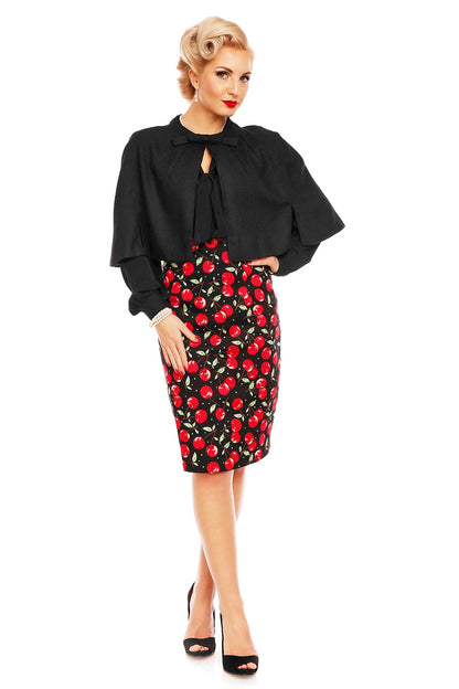 Falda Vintage 50s  Style Pencil Skirt in Black Cherry