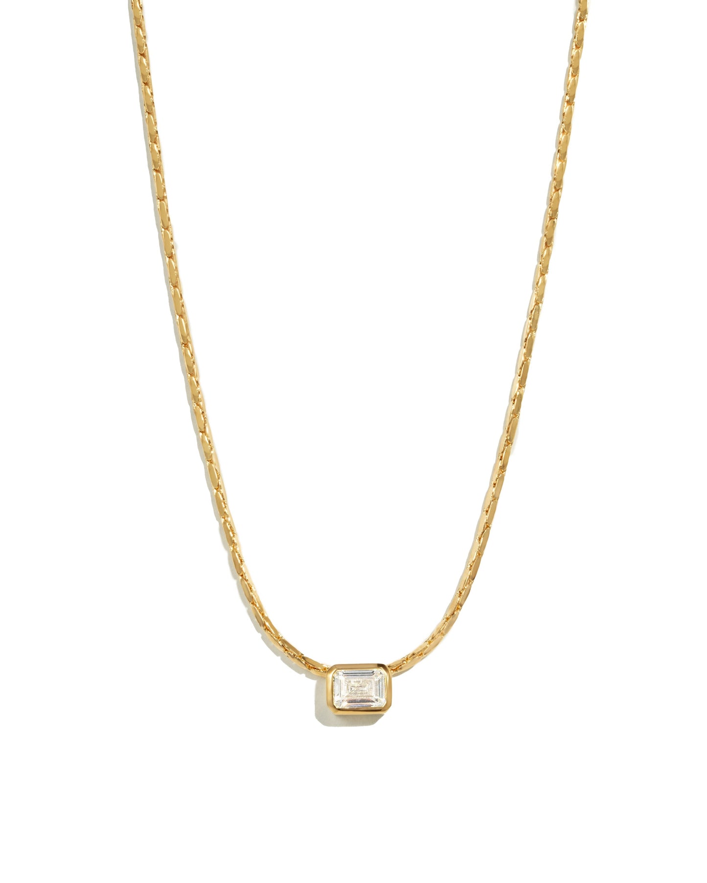 White CZ Baguette Bezel Statement Necklace