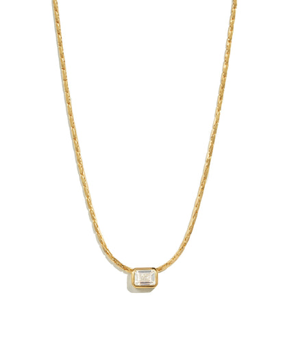 White CZ Baguette Bezel Statement Necklace